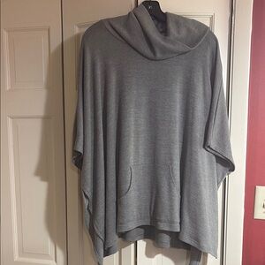 Gray Cowl-neck Women's Poncho Top, M